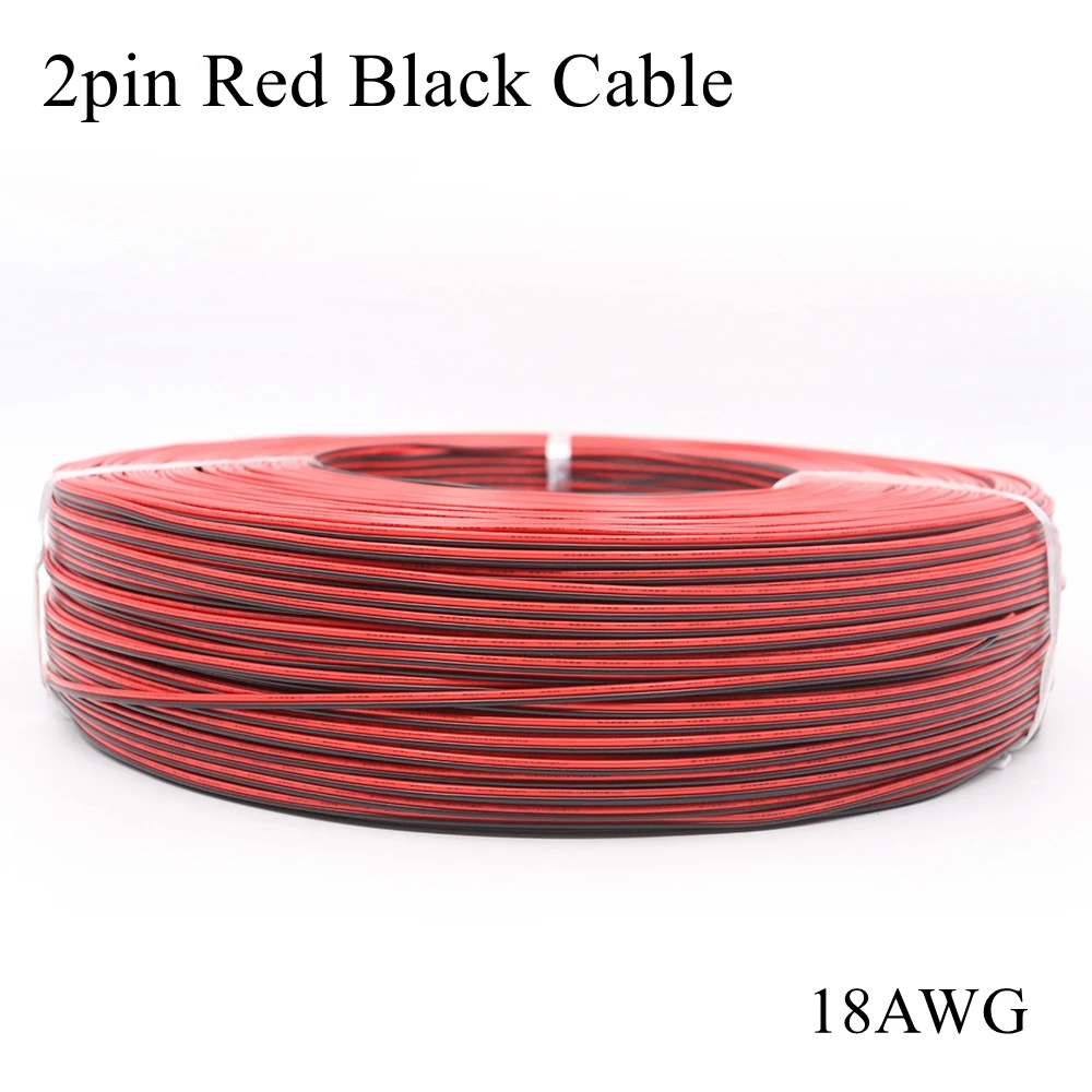 2 м/лот) UL2468 18AWG 2pin луженая медь красный черный провод ПВХ изолированный Электрический удлинитель Светодиодная лента