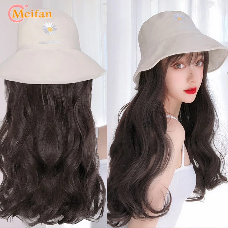 MEIFAN новый модный длинный волнистый кудрявый парик шляпы черный коричневый с