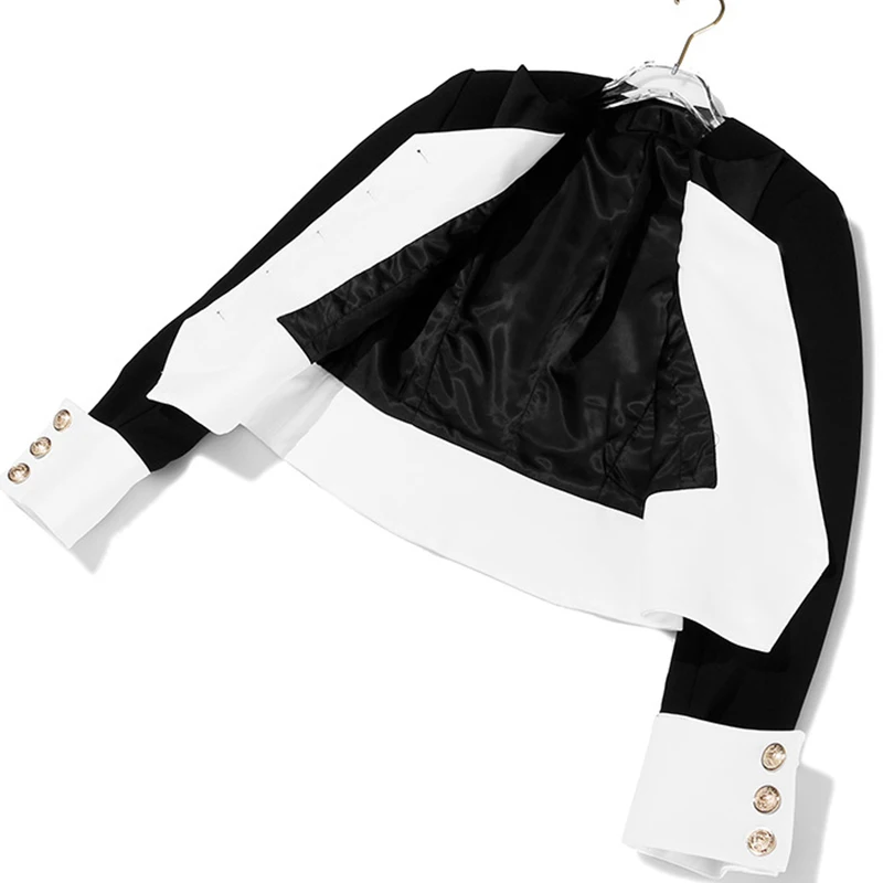 

Women Blazer Colorblock False Two Piece Spring Autumn Blazer Coat Women