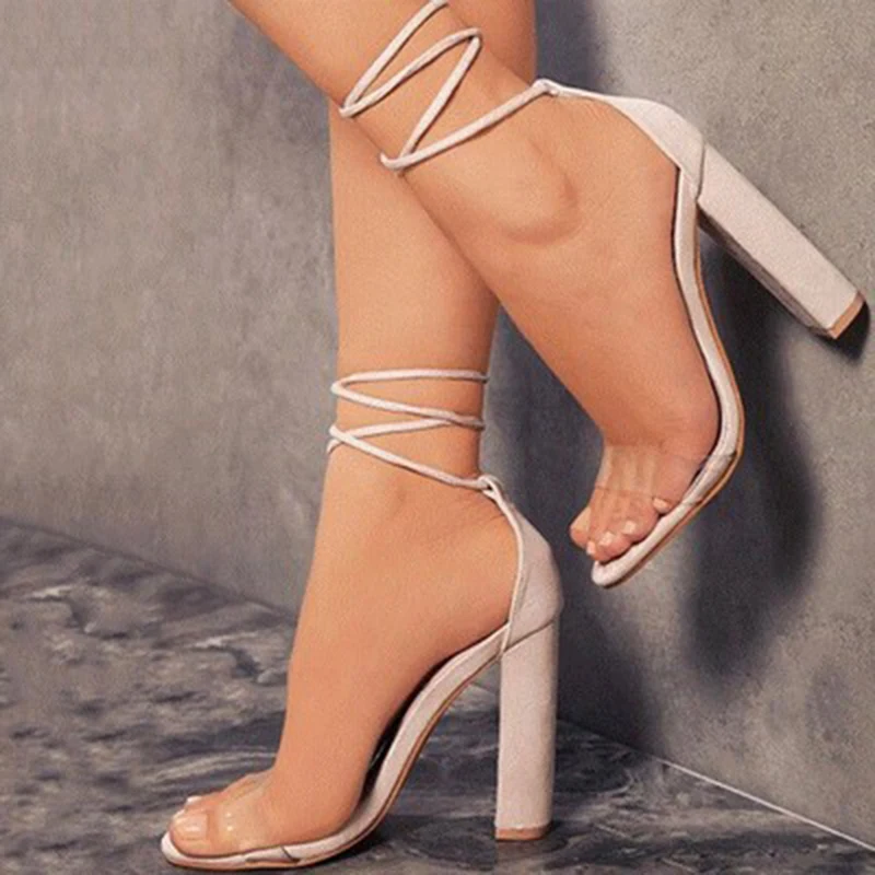 Женские летние сандалии-гладиаторы Женская обувь на высоком каблуке Модель 2020
