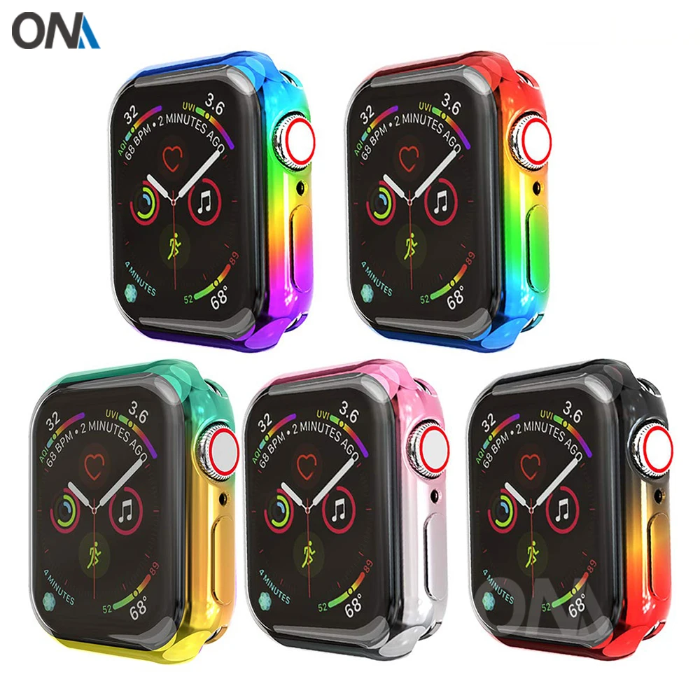 Защитный чехол для Apple Watch 5 4 3 2 1 40 мм 44 Радужный iWatch Series 42 38 защитный