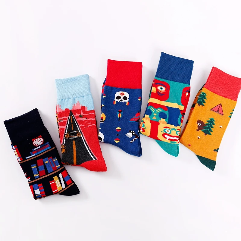 Хлопковые носки унисекс милые Мультяшные с животными медведями птицами