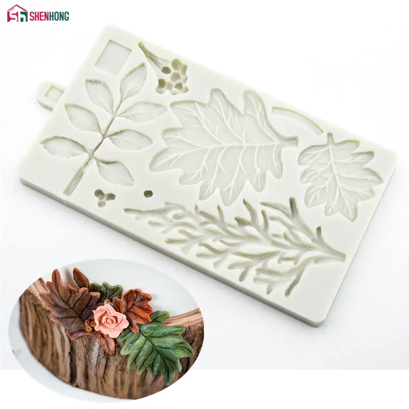 SHENHONG 3D Mulberry Leaves Silicone Fondant Molds Mold Cake Decoration Tools Sugar Craft Candle Moulds DIY | Дом и сад