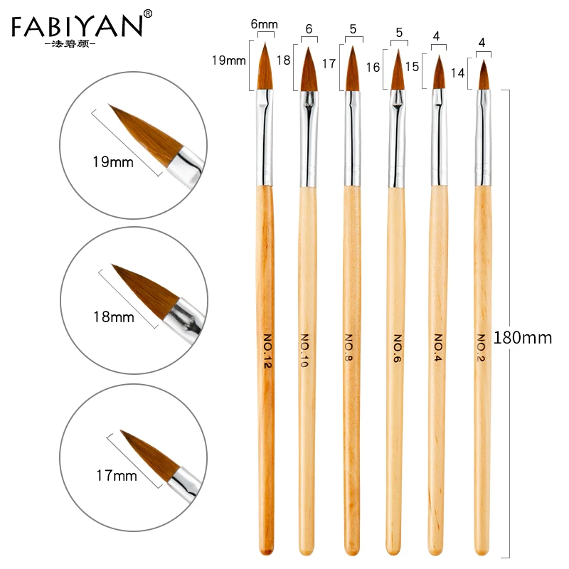 6Pcs Wood Набор для маникюра, рисования, рисования, раскрашивания, подводка, ручка, кисть, сделай сам, дизайн, советы, гель, инструмент, вентилятор, градиент, акриловый, строитель, резьба, маникюрный набор - Цвет: 6Pcs Wood