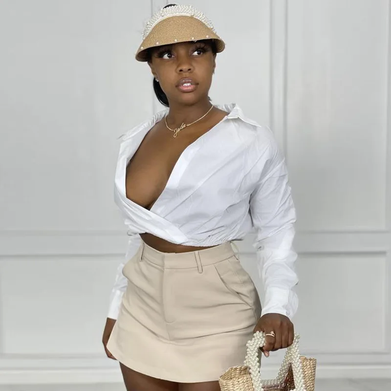 

ANGEL Summer 2021 Solid Casual Zipper Suit Shorts Skirt Women Sexy High Waist Pocket Slim Skirt Streetwear Club Female AG32015