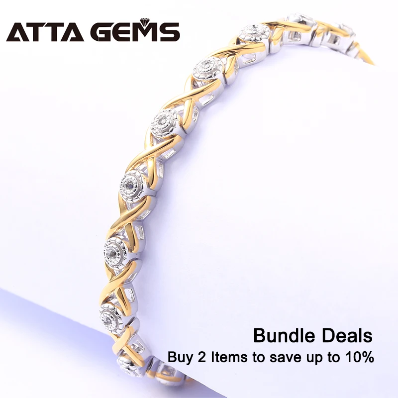 Женский браслет с натуральным бриллиантом из стерлингового серебра желтым