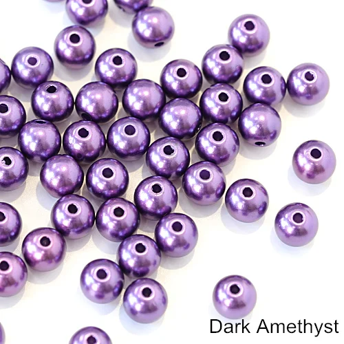 Dark Amethyst Много цветов ABS имитация жемчуга круглые бусины с дырочками DIY браслет серьги Подвески швейные бусы ожерелье Изготовление ювелирных изделий B3625 - Цвет: Dark Amethyst