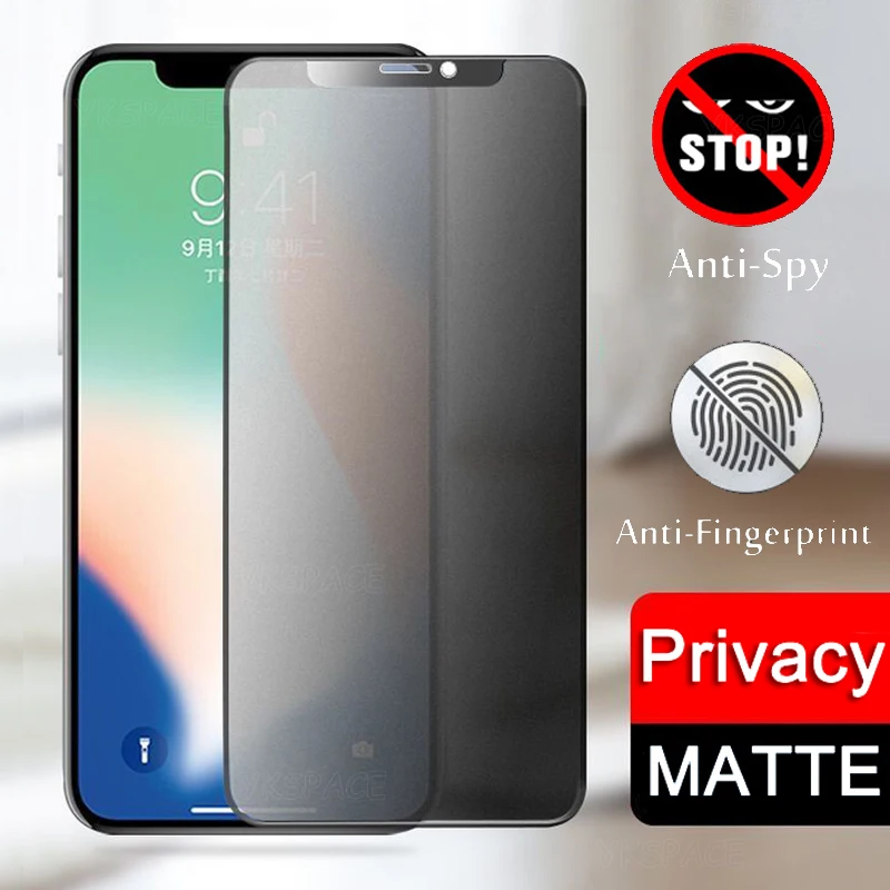 

Матовое закаленное стекло с защитой от шпионов для iPhone 13 12 mini 11 Pro X XR XS Max 6 6S 7 8 Plus
