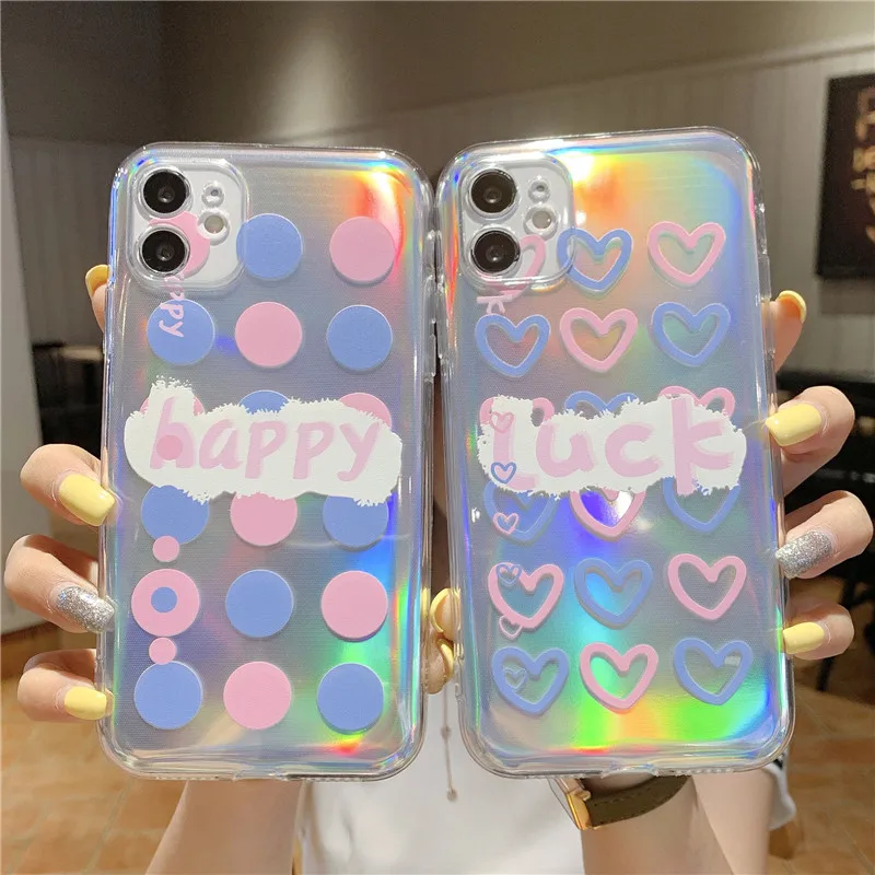 

Cute Wave Point Phone Case For iPhone 12 Mini 11 Pro XS MAX X XR 7 8 Plus Love Clear Soft TPU Back Cover