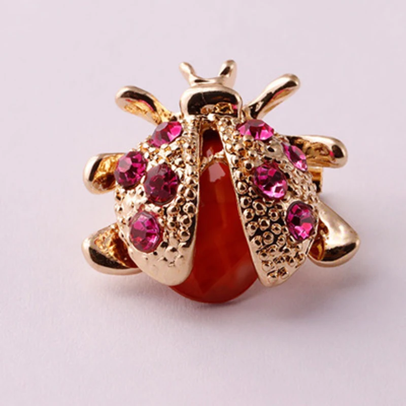 Цветная брошь со стразами в виде божьей коровки значки для женщин и девочек
