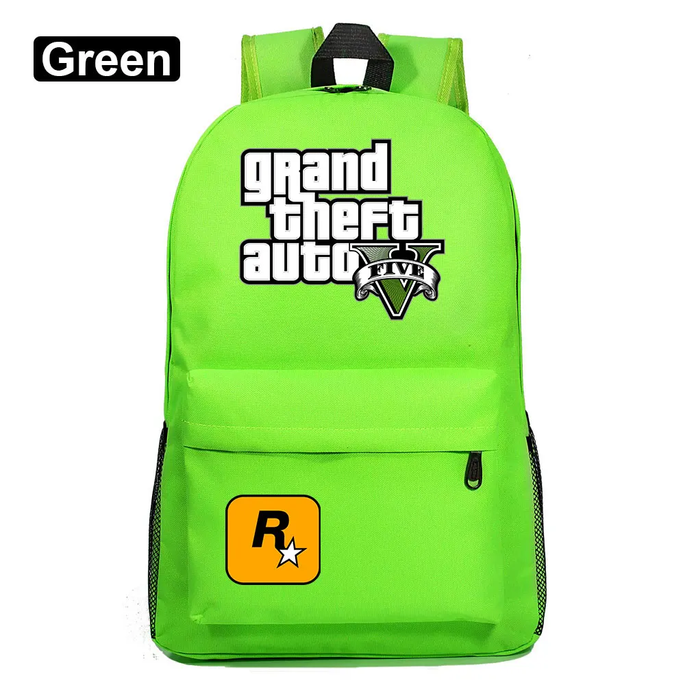 A34-22 Подарочные игры с героями мультфильмов, GTA5, клетчатая школьная сумка ярких цветов для мальчиков и девочек, женский рюкзак, школьные сумки для подростков, холщовые мужские школьные рюкзаки - Цвет: A34-22