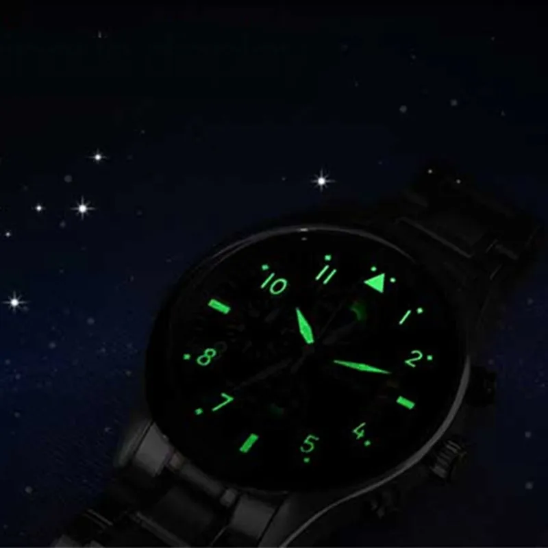 Binssaw подлинности бренд мужской швейцарские кварцевые сапфир нержавеющая сталь