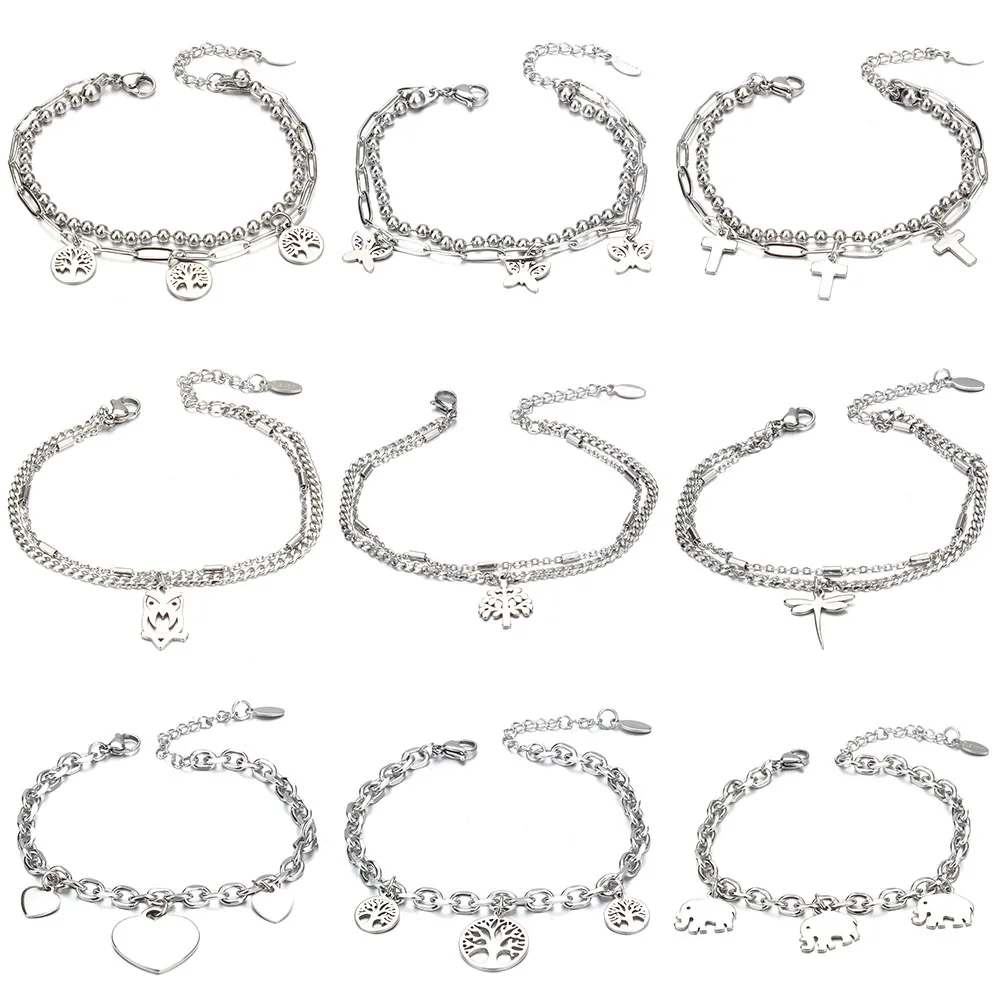 Женский браслет из нержавеющей стали с застежкой в виде слона стрекозы Креста