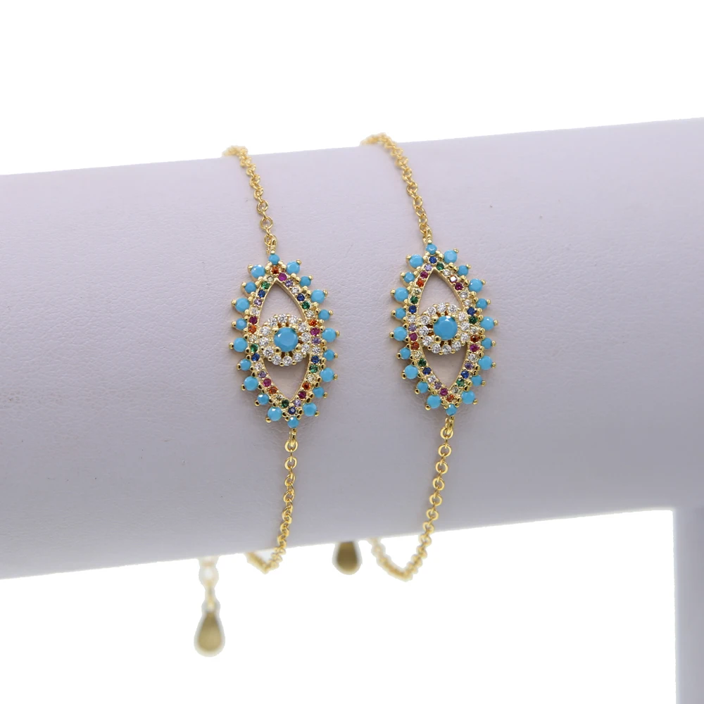 Новый модный браслет с бирюзовыми Фианитами цвет радуги | Украшения и аксессуары