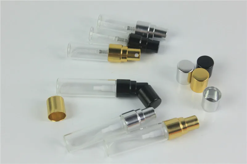 

50pcs/lot 2ml 3ml 5ml 10ml Clear Thin Spray Bottle Sample Glass Vials Portable Mini Glass Vials Parfum Bottles Wholesale