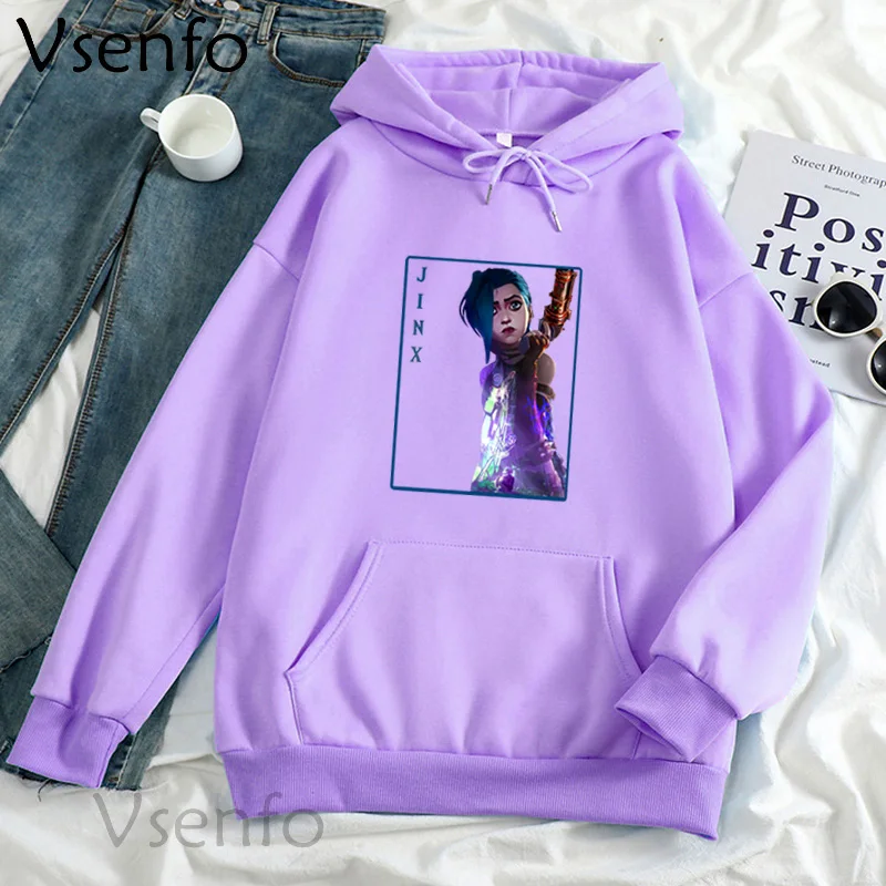 

Arcane Jinx Sweatshirt Anime Men Women League of Legends Pullover Hoodies Unisex Graphic Printed Jinx Cosplay Clothes Coat