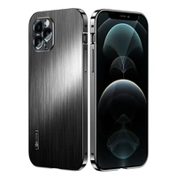 luxury aluminium metal all inclusive phone case for iphone 12 pro max laser brushed camera lens protective anti drop back cover