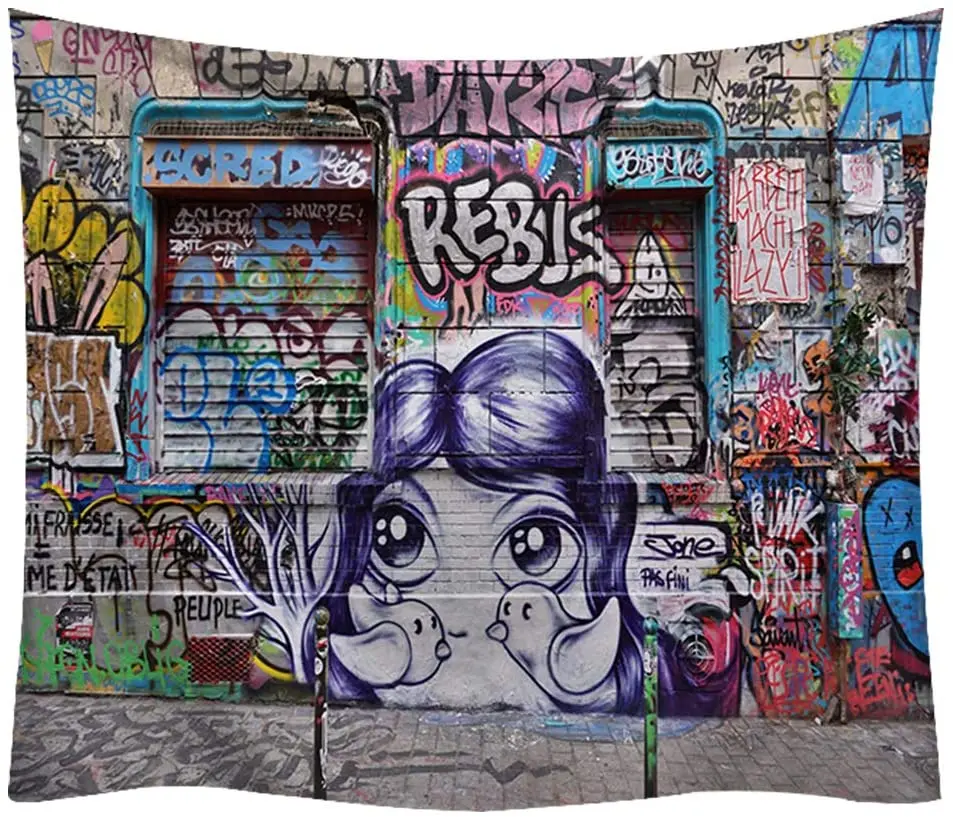 

Hip Hop Tapestry Street Culture Graffiti Style Beach Blanket Wall Hanging Home Decoration Accessories Hippie Decoration Mural