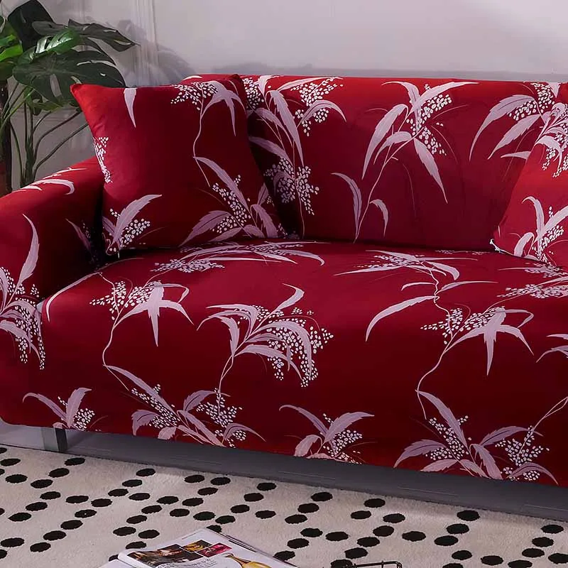 Красные цветы чехлы для диванов гостиной эластичный чехол дивана хлопок