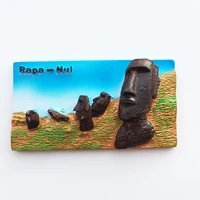 qiqipp chile easter island world heritage stereoscopic moai stone painted decorative crafts magnetic fridge magnet gift