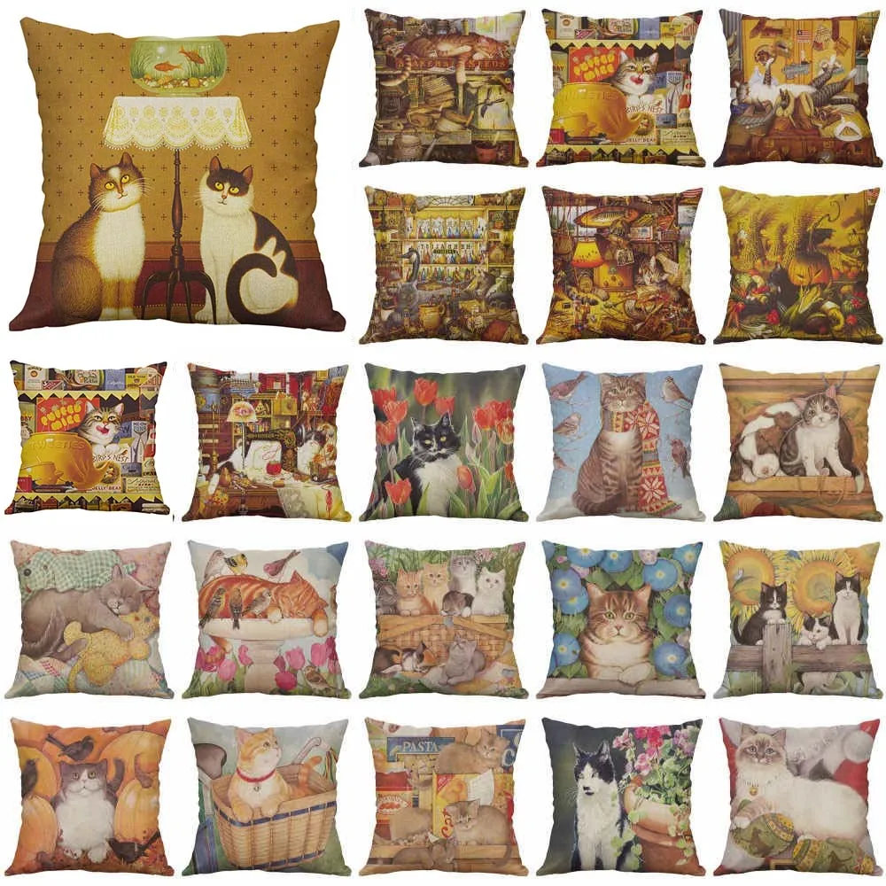 Симпатичная ретро-наволочка из хлопка и конопли чехол для подушки украшение дома