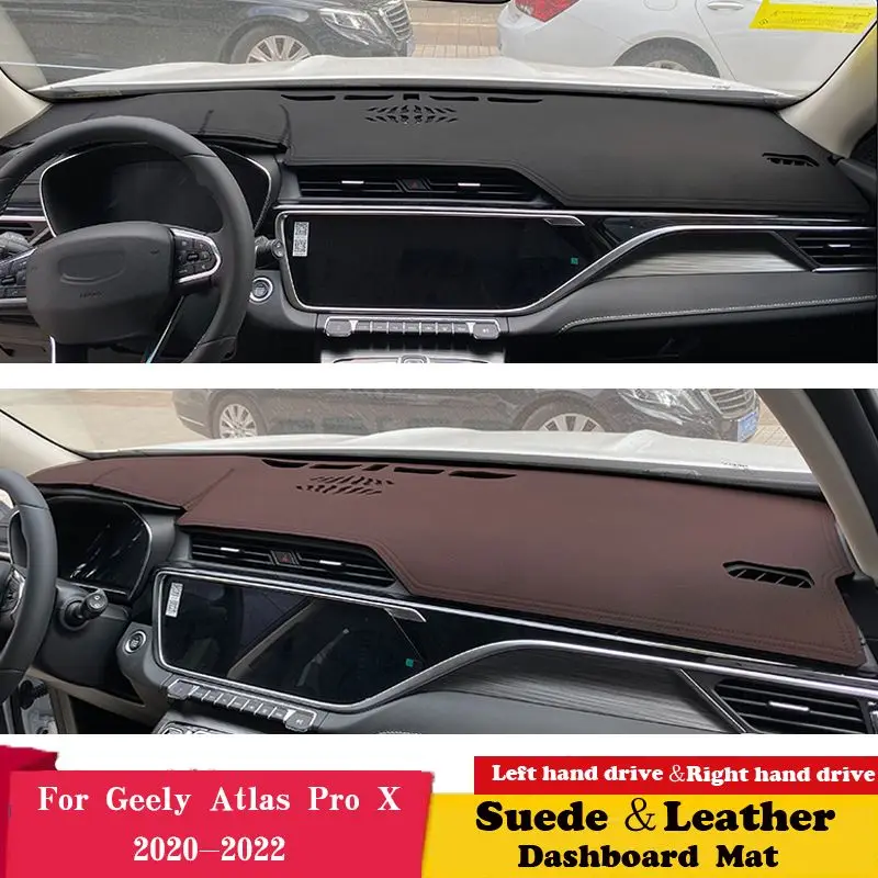 

For Geely Atlas Pro Azkarra 2021 2022 Leather Dashmat Dashboard Cover Pad Dash Mat Carpet Protect Car Styling Accessories Suede