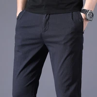2020 new autumn mens business slim casual pants fashion classic style elasticity trousers male brand gray navy blue black