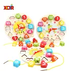 Цифровые часы Монтессори, развивающие Мультяшные животные, деревянные бисеры, головоломки, гаджеты, подходящие часы, детские игрушки