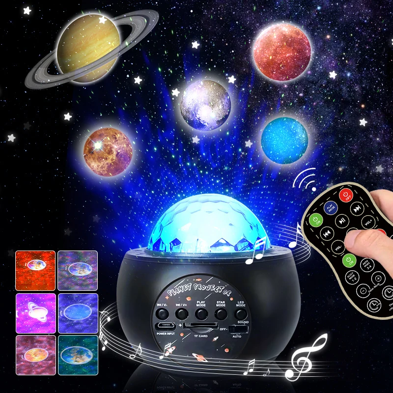 

DQ-M3 Bluetooth-совместимая музыкальная Ночная лампа светильник 10, декоративная лампа с рисунком планеты, воды, неба, подарки, проектор с изображением звездного неба, лампа