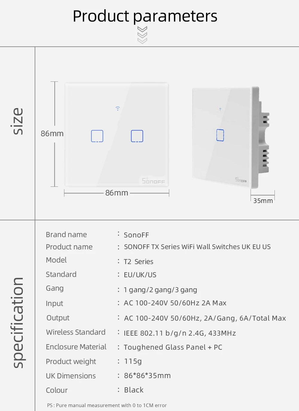 Sonoff WiFi переключатель 220 В/светильник/модуль T2 США 1/2/3C 315 RF/APP пульт дистанционного управления умный дом настенный сенсорный переключатель для Alexa совместимый