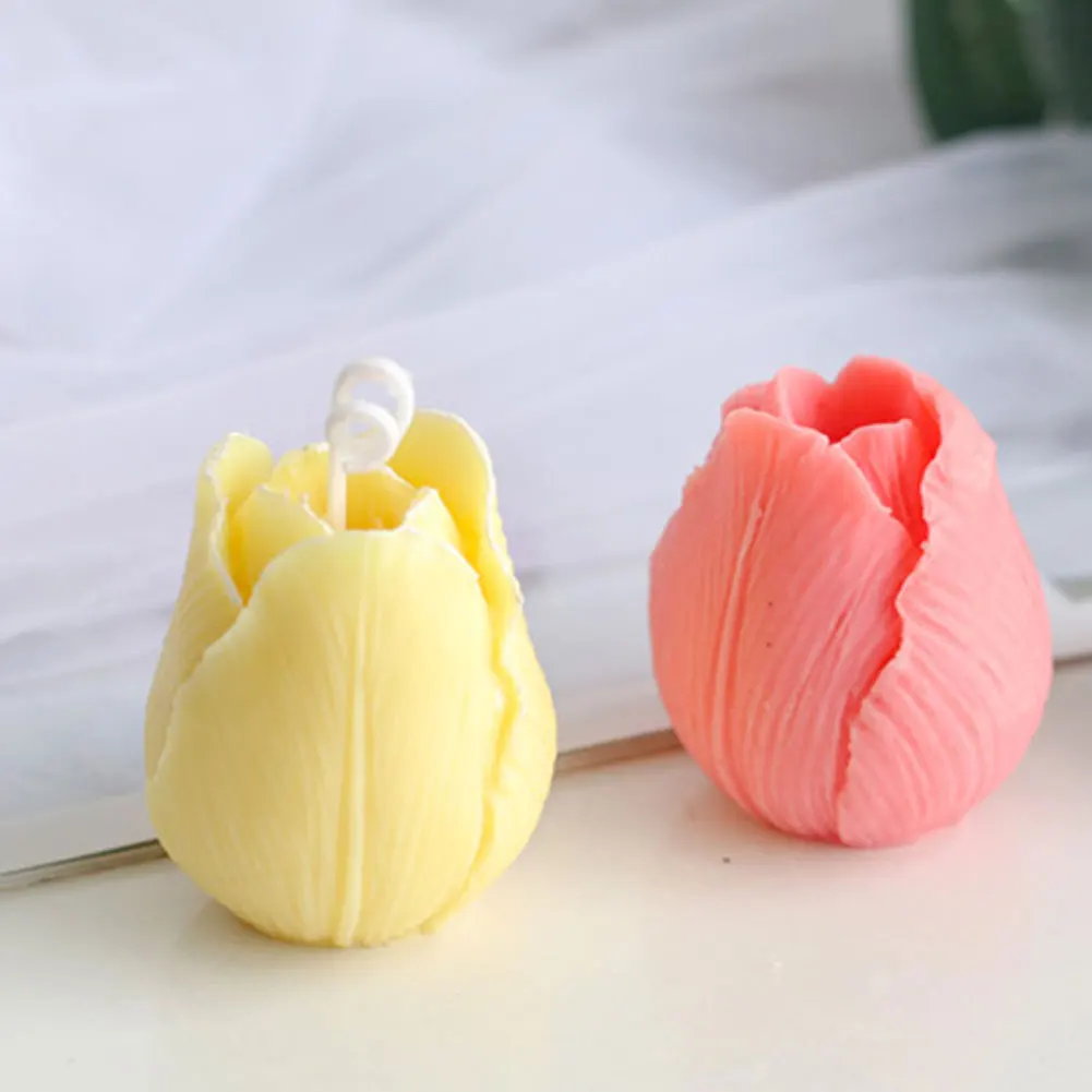 

New DIY Candles Mould Silicone Mold Aromatherapy Plaster Handmade 3D Tulip Shape Tool Crafts Molds Home Decoration Candle Making
