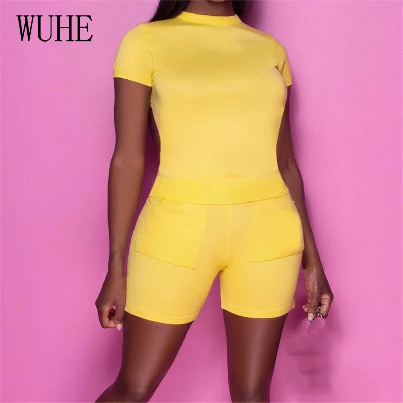 

YEYA Casual Two Piece Sets Short Sleeve O Neck Crop Top + Package Hip Skinny Pants Joggers Sports Fitness Tracksuits Outfits