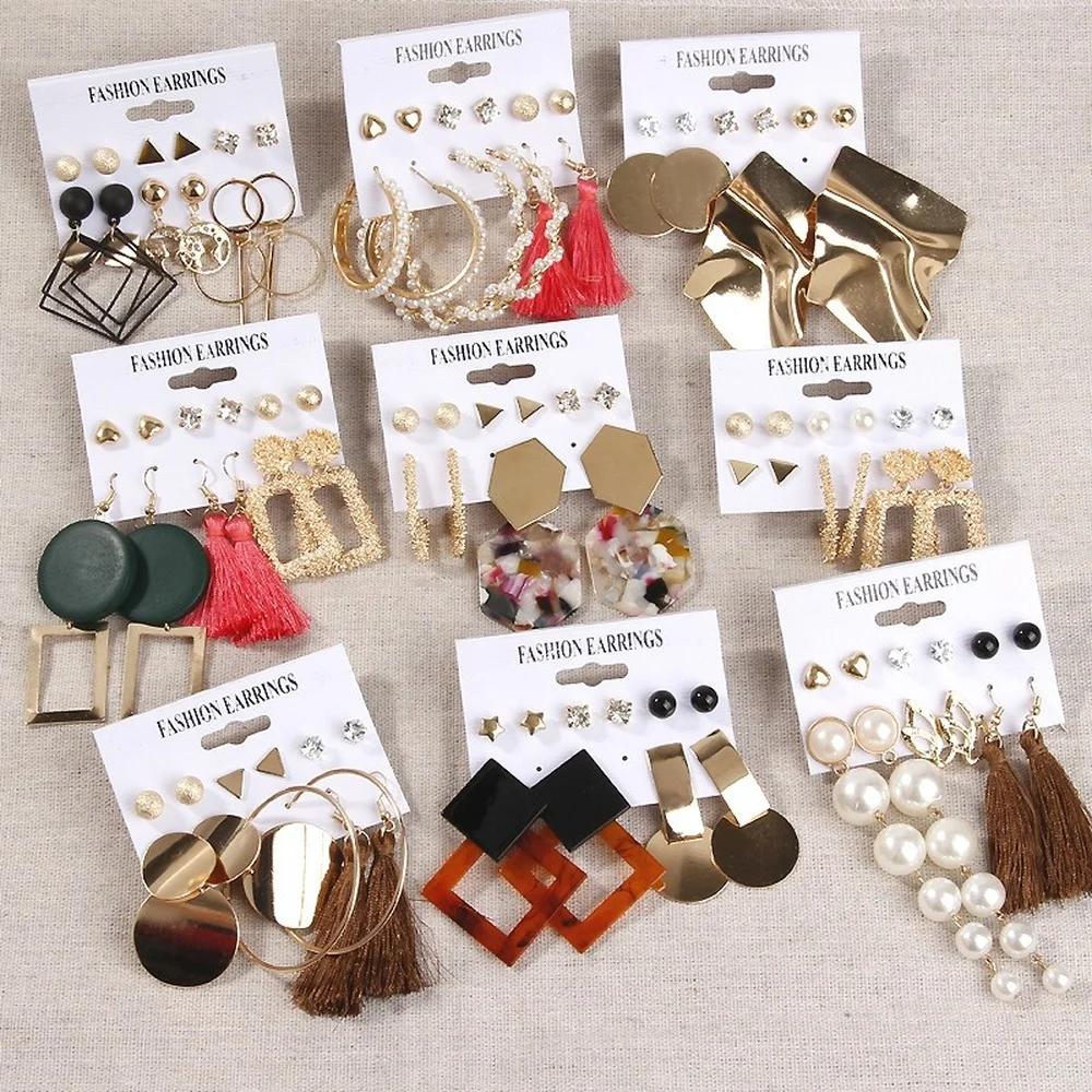 

New Bohemian Pearl Tassel Earrings Vintage Long Earrings For Women statement Fashion Geometry Earrings 2021 Trend Jewelry