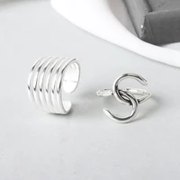 real 925 sterling silver multilayer geometric adjustable ring for women ladies party fine jewelry minimalist classic accessories