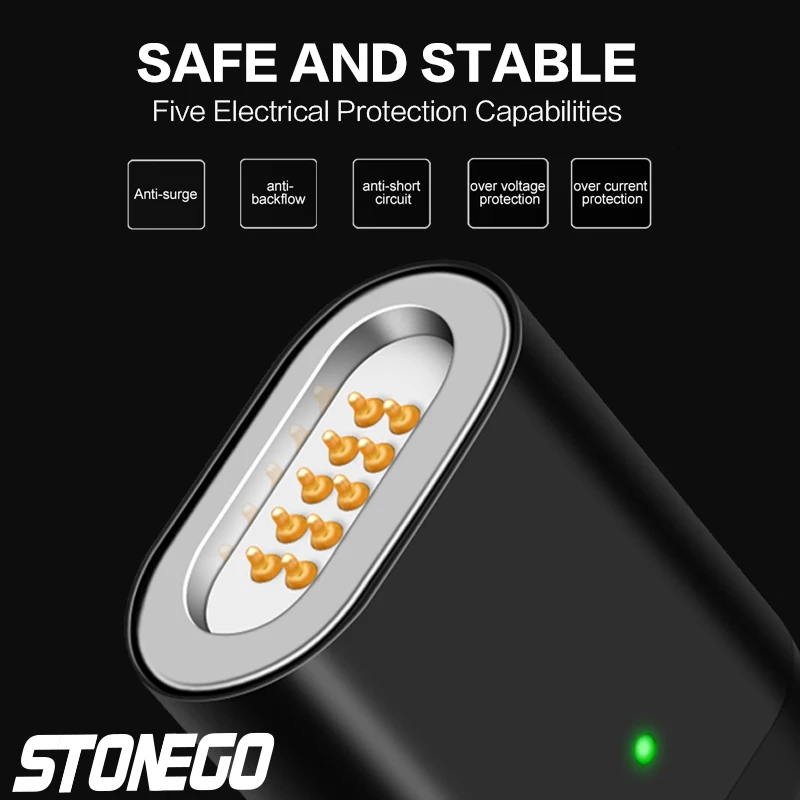 Магнитный кабель STONEGO type C к USB C для нового MacBook Pro huawei Matebook 86W PD быстрое магнитное зарядное устройство USB-C быстрое заряднеое устройство