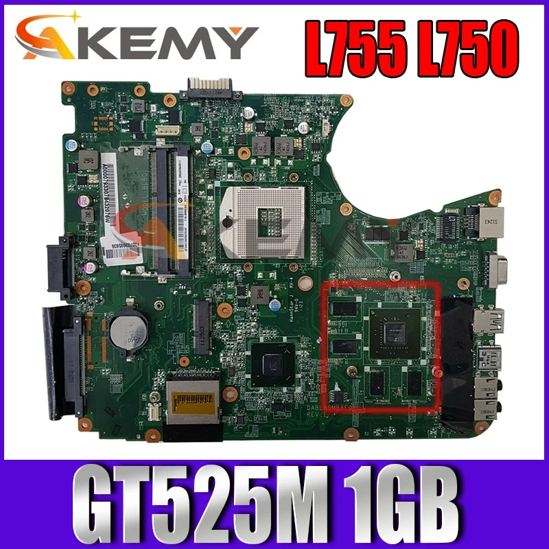 

Материнская плата Akemy A000081620 DABLBDMB8E0 для ноутбука TOSHIBA Satellite L755 L750, материнская плата HM65 DDR3 GT525M, графика 1 Гб