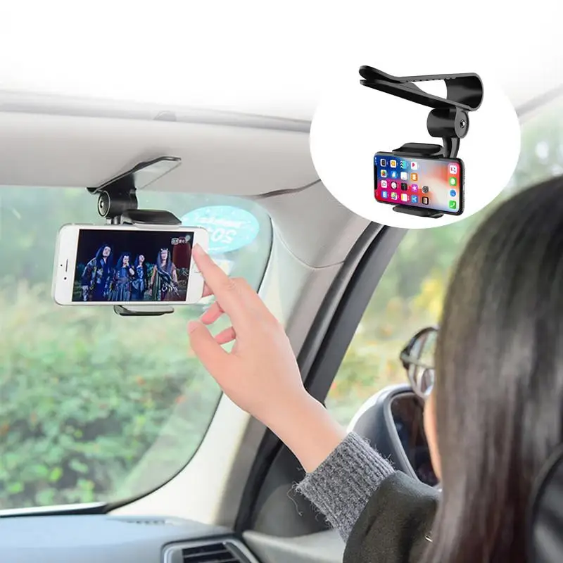 

Universal 360 Car Clip Sun Visor Cell Phone Holder Mount Stand GPS Adjustable Holder In Car Mobile Clip For Mobile Phone