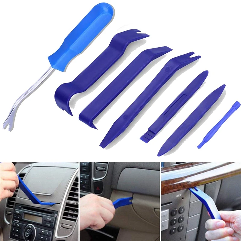 

7PCS/Set Car Installation Removal Pry Open Tool Kit Dash Center Console Audio Door Dash Trim Panel Clip
