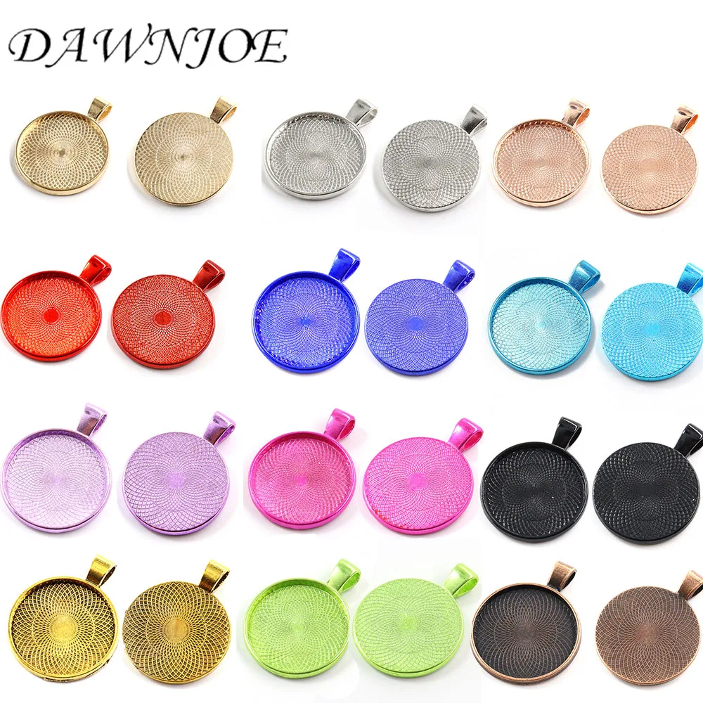 

10pcs 25mm 21 color Mix Cabochon Blank Setting Pendant Tray Base DIY Supplies for jewelry Making Accessories Findings