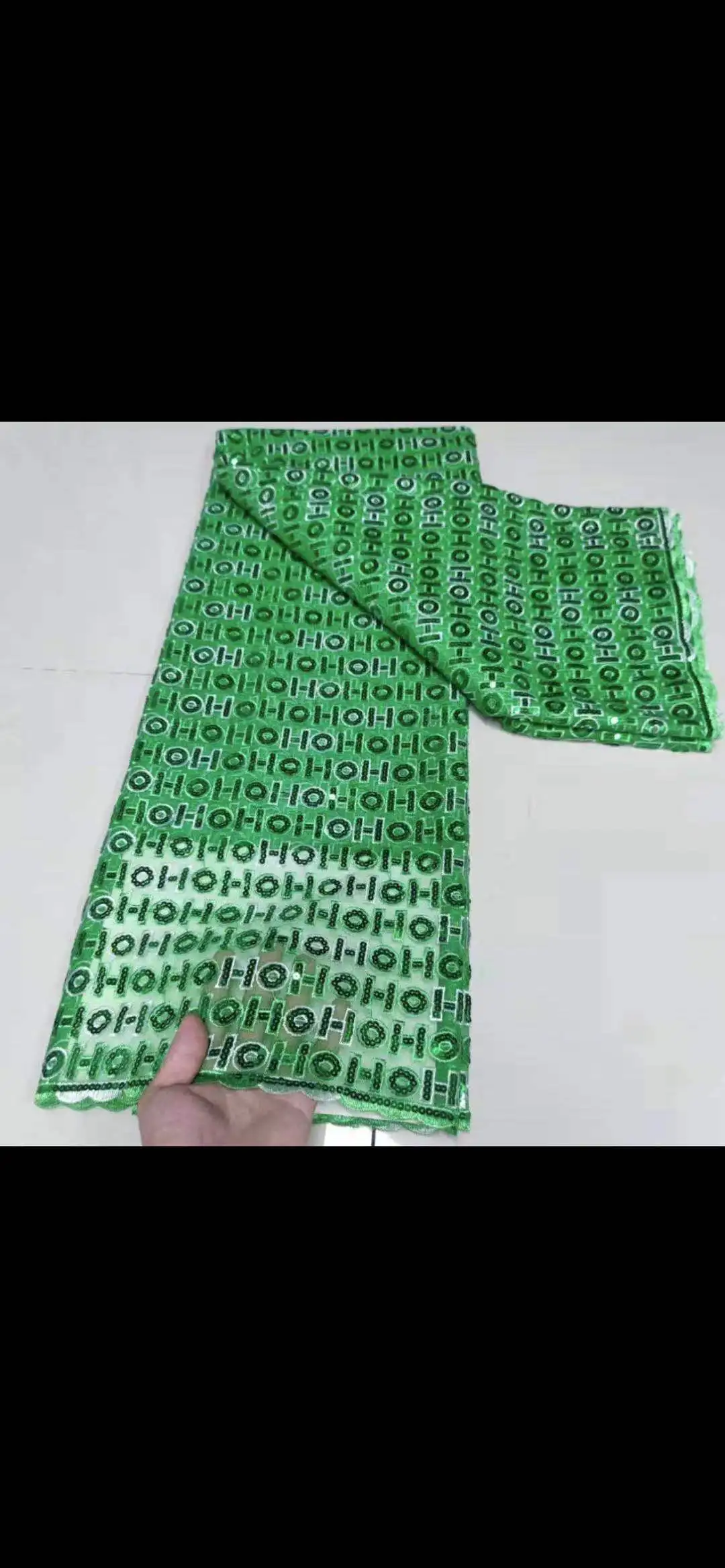 

Новинка 2021, зеленая ткань с кружевом, сетчатая кружевная ткань, высококачественные африканские блестки, вуаль, кружевная ткань, новый дизай...