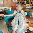 Новинка лета 2021, платье для маленьких девочек, детское платье-Ципао для девочек, детское милое платье принцессы в китайском стиле с принтом для малышей