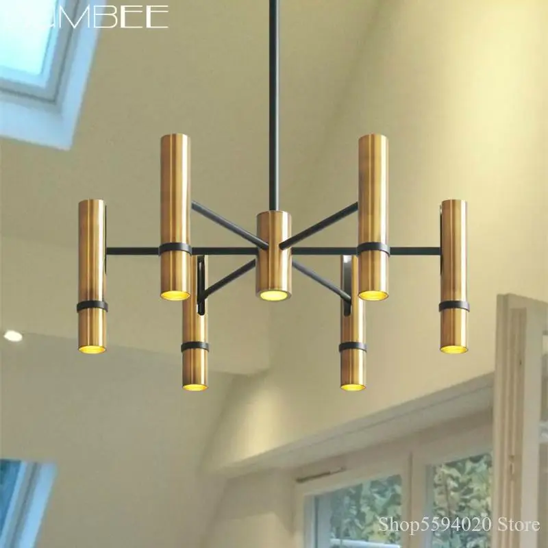 Скандинавские дизайнерские люстры золотые паровые трубки для гостиной спальни
