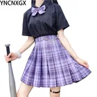 Клетчатая японская юбка JK, плиссированная юбка с высокой талией в стиле колледжа, школьная форма для школьниц