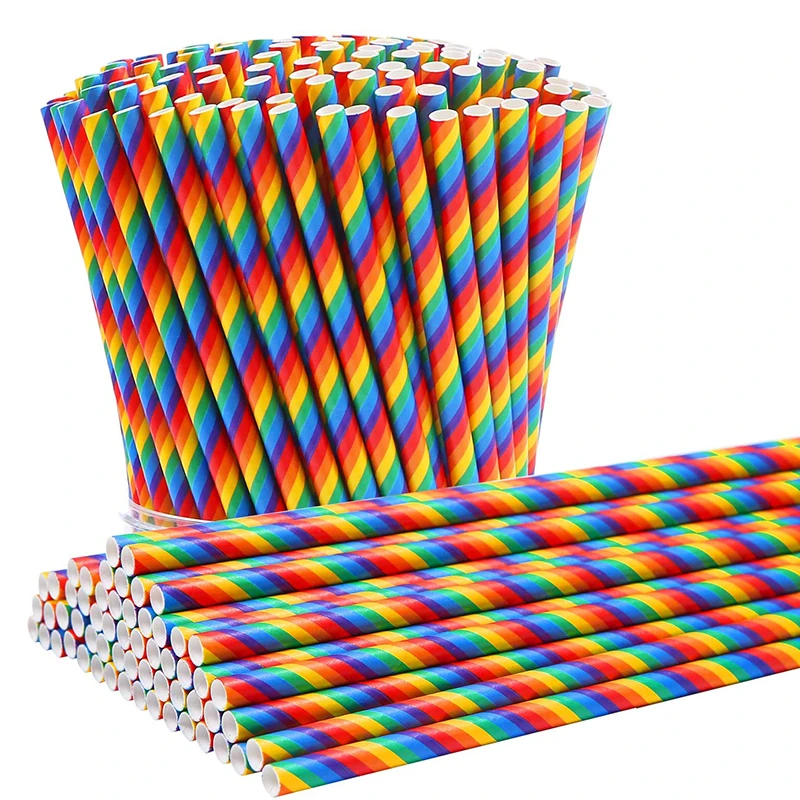 

Защита Бумага 150 шт. биоразлагаемые в радужную полоску окружающую среду Бумага соломинки для вечерние принадлежности для дня рождения свад...