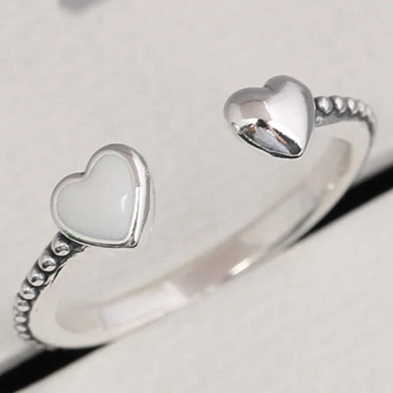 

Original 925 Sterling Silver Pan Ring New Open Heart Ring For Women Wedding Party Gift Fashion Jewelry