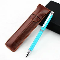high quality creative metal rotating ballpoint pen for school gift luxury pen hotel business office signature leather pencil bag