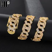 Хип хоп 15 мм тяжелый багет из Майами Циркон Iced Out кубинское звено
