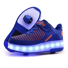 Детские Роликовые кроссовки для мальчиков и девочек, размеры 28-40, с двойными колесами, обувь для катания на коньках с USB-зарядкой