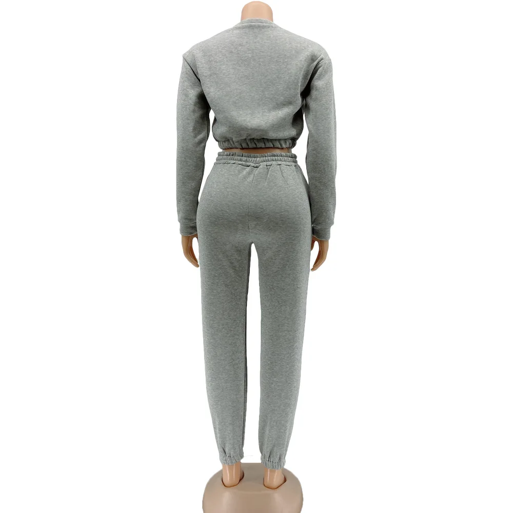 

Autumn new fashion letter print sport two piece loose o-neck long sleeve T-shirt and trousers women's set