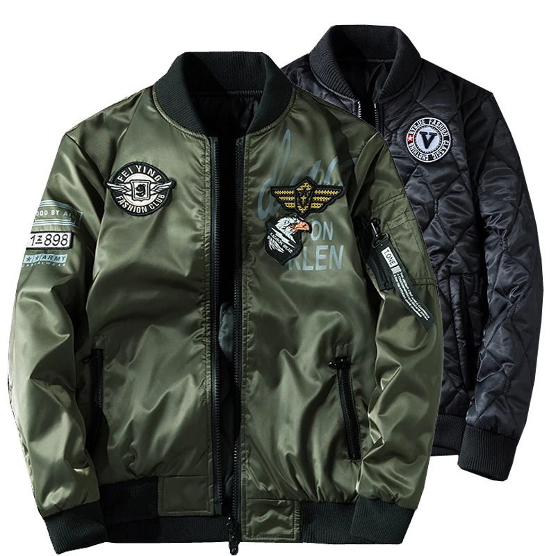 

Reversible Pilot Bomber Jacket Men Fashion Streetwear Cotton Liner Warm Jacket Men Big Size 5XL 6XL 7XL Male Coat Autumn